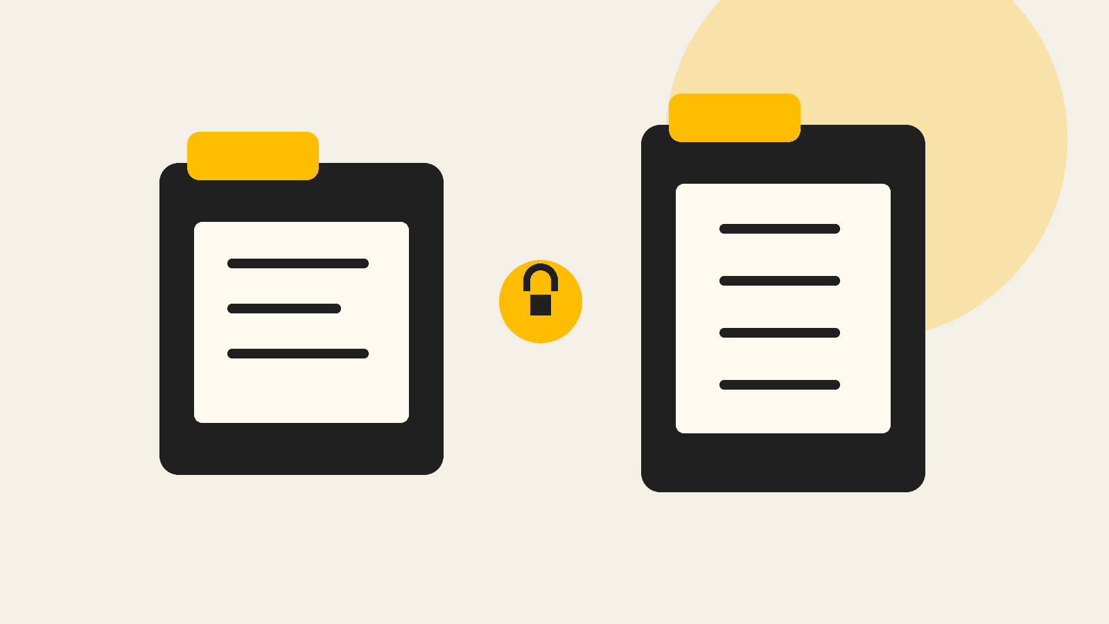 Conceptual illustration of separate report folders and a blank access-review checklist, not a software interface